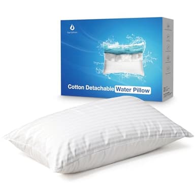 Itartshion® The Innovator of Water Pillow,100% Cotton, 500 Thread Count, Adjustable, Ultra-Soft, Machine Washable, Pillow for Neck Pain Relief, Ideal for All Sleep Positions (Narrow Stripe)