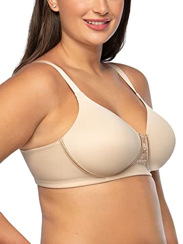 Vanity Fair Womens Full Figure Beauty Back Smoothing Bra, 4-way Stretch Fabric, Lightly Lined Cups Up To H Bra, Wirefree - Beige, 38D US