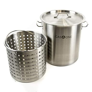 Gas One Fryer Pot 32 quart - All Purpose - Stainless Steel Tri-Ply Bottom with All Purpose Pot Deep Fryer Steam & Boiling Basket
