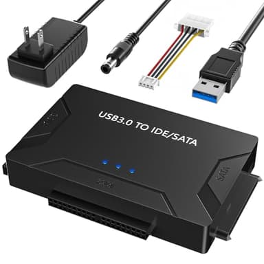 USB 3.0 to SATA IDE Adapter, Hard Drive Reader, Internal Data Transfer Recovery Converter Kit with 12V/2A Power for 2.5"/3.5" SATA/IDE HDD SSD Hard Drive Disk Internal Blu-ray Drive