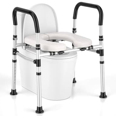 Toilet Seat Riser for Seniors, Raised Toilet Seat with Handles - FSA/HSA Eligible, Adjustable Height & Width, Supports 400 lbs - Universal Fit for Elderly, Handicap, Post-Surgery & Pregnancy