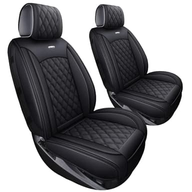 Aierxuan Chevy Silverado GMC Sierra 2 Front Seat Covers Pickup Custom Fit 2007-2026 1500 2500HD 3500HD Crew Double Extended Cab Waterproof Leather Seat Protectors(2 PCS Front, Black)