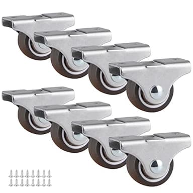 Skelang 8-Pack Rigid Casters 1", Low Profile Caster Wheel, Top Plate Fixed Caster for Trundle Bed, Cabinet, Drawer, Total Load Capacity 212Lbs