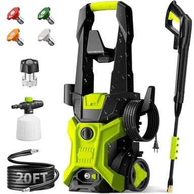 2026 upgraded Power washers for Home, 4 Quick-Connect Nozzles & Adjustable Soap Tank Washers for Cars, Driveways, Patios, Fences, Home Cleaning