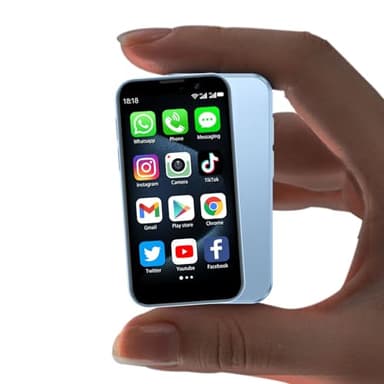 Mini Phone Unlocked World's Smallest 3.0" HD Touch Screen Mini Smartphone Android Compact Mobile Phone for Kids &Students Cell Phone wih Quad-Core Dual SIM Face lD2GB+16GB Blue