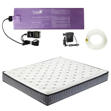 Ustenroya Semi Waveless Water Bed Mattress Queen Size (60x80 Inches) - Softside Foldable Waterbed with Smart Thermostats & Fill/Drain Kit | Soft Cover for Adults & Kids