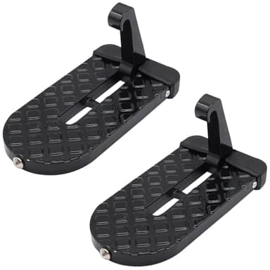 Car Door Step,Folding Aluminum Alloy Step,Universal Fit Roof Access, Car Automotive Foldable Roof Rack Door Step, Max Load 400 lbs, Suitable for Most Cars, SUVs, and Trucks (2PCS-Black)