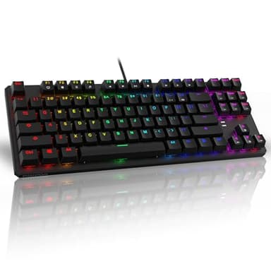 TECWARE Phantom 87 Key RGB Mechanical Gaming Keyboard | Outemu Red Switch | 16.8M Color LED Lighting | 18 Pre-Set | Low Latency | N-Key Rollover | Software Customizable Keys | Wired USB Connection