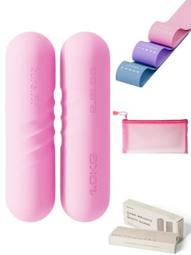 kure.fit Hand Weight Bars for Women (2.2 LB) | Resistance Booty Bands | Pilates, Yoga, Dance, Aerobics, Running, Cardio, Gym, Strength Training | Non-Slip | Portable Dumbbells | Women & Men | Pink