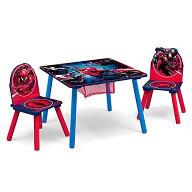 Delta Children Marvel Spider Man Kids Table Set with Storage (2 Chairs Included) Greenguard Gold Certified, Onesize, Blue/Red