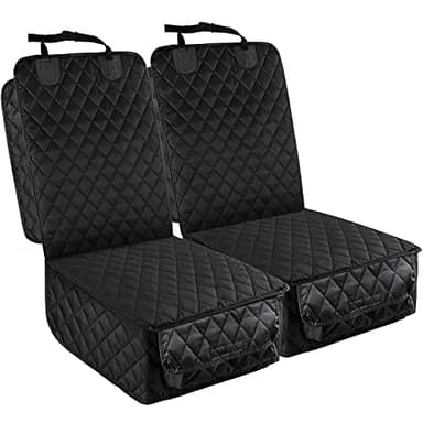 PETICON Front Seat Cover 2 Pack, Full Protection Dog Car Seat Cover with Side Flaps, Nonslip Scratchproof Captain Chair Seat Cover Fits for Cars, Trucks, SUVs, Jeep, Black