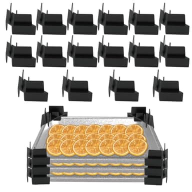 Ranjaner 16Pcs Tray Stackers for Freeze Dryer Trays, Stacks 5 Trays, Freeze Dryer Machine Accessories for Home Canteens Fast Food Restaurants(Black,Size:2.5inch)