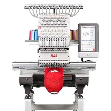 BAi The Mirror Embroidery Machine 15 Needles 20x14" Embroidery Area,1200SPM Max Speed Multi Needle Commercial Embroidery Machine for 3D Hats Clothing,Wifi Available 10" Touch Screen