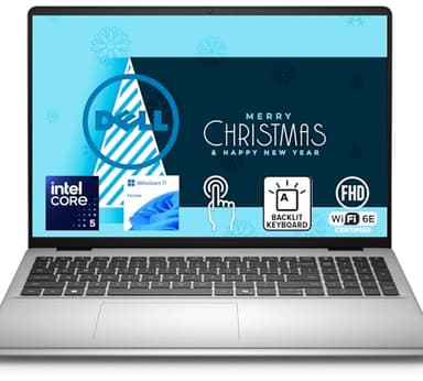 Dell 16 Inch FHD+ Touchscreen Laptop with Backlit Keyboard | Intel Core 5 120U, 10 Cores, Up to 5GHz | 16GB DDR5 RAM, 512GB Storage | WiFi 6E | Windows 11 | Silver Metal | Microsoft Copilot AI