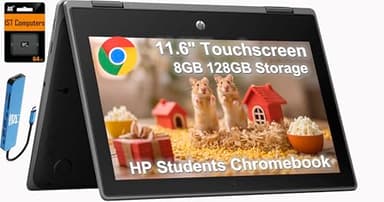 HP Chromebook Pro X360 Fortis 2-in-1 Laptop (11.6" Touchscreen, Intel N5100, 8GB RAM, 128GB Storage（64GB+64GB)), Ruggedized & Spill-Resistant, Convertible, Student, Home, Long Battery Life, Chrome OS