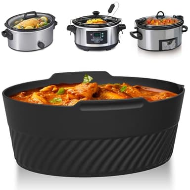 Silicone Slow Cooker Liners fit Crock Pot 6 QT,Maywe Tanso Crock Pot Liners For 6 Quart Oval or Round Slow Cookers,Reusable & Leakproof Silicone Slow Cooker Liner For Crockpot,Dishwasher Safe BPA Free