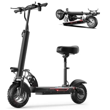 Misodo Electric Scooter for Adults, 800W Powerful Motor, 35 Miles Long Range, 27MPH High-Speed, Removable Seat, Off-Road 10" Tires, Foldable E Scooter for Commuter