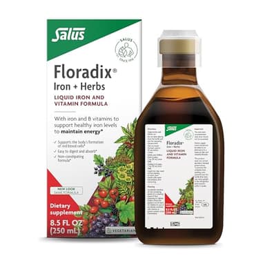 Floradix by Salus Iron & Herbs - Liquid Herbal Supplement for Energy Support* - Iron Supplement with Vitamin C & B Complex Vitamins - for Men & Women - 8.5 Fl Oz
