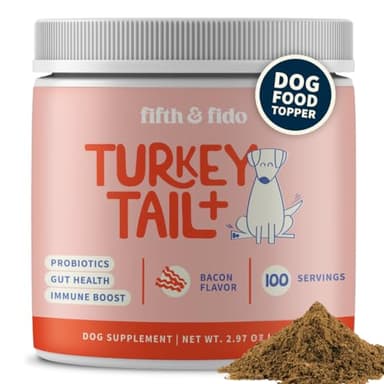 Fifth & Fido Turkey Tail Mushroom for Dogs – Lipoma Treatment for Dogs - Mushroom Supplement with Immune Support for Lipoma, Lumps & Bumps – Premium Pet Vitamins and Supplements Made in USA, 100 Serv.