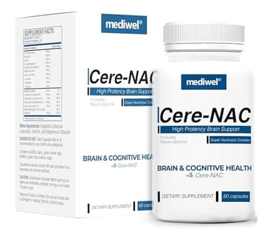 Cere-NAC Advanced Brain Supplement - Cognitive & Mental Clarity Support - NAC, Glycine, Alpha GPC, Citicoline, L-Theanine, Phosphatidylserine, B Vitamins, Alpha Lipoic Acid - Made in USA