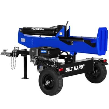 BILT HARD 40-Ton Gas Powered Log Splitter, Horizontal/Vertical Full Beam Wood Splitter with Auto Return, 4-Cycle 389cc OHV Engine, 2 Stage Gear Pump, Gas Firewood Splitting Wood Machine