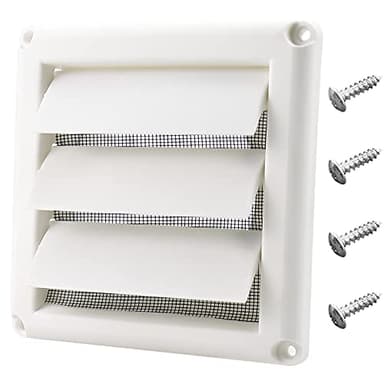 Funmit 4" Dryer Vent Cover for Exterior Wall Vent Hood Outlet Airflow Dryer Air Vent with Screen Includes 4 Screw for Easy Installation (White)