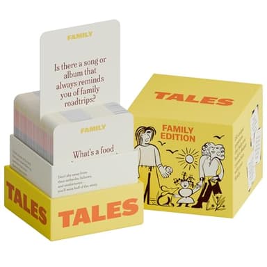 TALES 150 Conversation Cards, Family Edition, Perfect for Family Games for Adults, Teens, and Kids, Family Dinners, Game Nights, Gifts, Holidays, and Gatherings, Prompts for Meaningful Connections