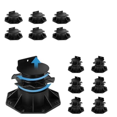 GoldPig 12 Pack Adjustable Deck Support Pedestal, Shed Foundation Base Support, Floor Height Adjustment Range from 2.3" to 5.5", Suitable for Composite/WPC Deck, SGS/CE Certified