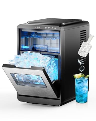 ICEVIVAL Crescent Ice Maker Countertop, 35Lbs/24H, Clear Ice Maker with Self-Cleaning & Timer, 16 Crystal-Clear Ice in 12 Mins, Countertop Ice Makers for Home, Office or Party