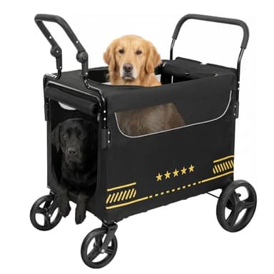 TTPet Extra Large Pet Stroller with Ramp, Dog Stroller for Large & Medium Dogs up to 180lbs, Foldable Dog Wagon with Dual Handle & Brake, Portable Puppy Travel Strollers for Cats & Dogs