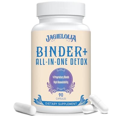 Jagielolia All-in-One Detox Binder Supplement 1500 MG - High Bioavailability, Liver Gut Detox Cleanse with Activated Charcoal, Zeolite & Bentonite Clay for Toxins, Liver, Digestive, 90 Vegan Capsules