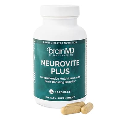 Dr Amen BrainMD NeuroVite Plus - 120 Capsules - Multivitamin & Mineral Supplement, Enhanced with Phytonutrients, Enzymes & Whole Foods - Gluten Free - 30 Servings