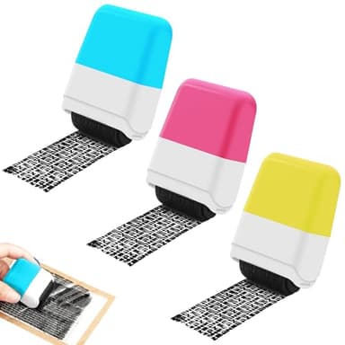 3PCS Confidential Stamp - Identity Theft Protection Roller Stamp Guard Your Id Address Blocker Privacy Ink Roller for Mail Address Blackout