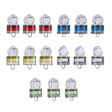 15pcs Deep Drop Fishing Light, Diamond Tubular Fishing Lure Light Colorful Flashing Strobe LED Fishing Light Underwater Fishing Light for Saltwater Freshwater Bass Halibut Tuna, 5 Colors
