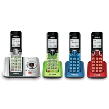 VTech CS6529-4B DECT 6.0 Cordless Phone with Answering Machine & Caller ID - 4 Handsets, Expandable to 5, Wall Mountable, Speakerphone