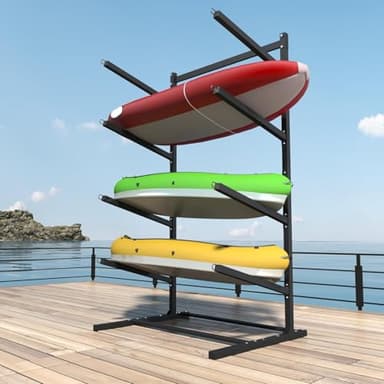 Noliven 4 Layer Kayak Storage Rack, Heavy Duty Kayak Racks for Outdoor Storage, Kayak Stand for Garage, Kayak Storage Rack & Canoe Rack for Kayak, Canoe, Surfboard, Paddleboard