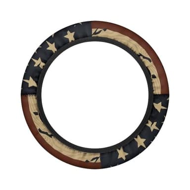 Oramclsy American Flag Golf Cart Steering Wheel Cover, Universal, 13-14 Inches, Polyester, Odorless, Non-Slip, Easy to Grip, Easy to Install, Patriotic Decorative Accessory for Men Women