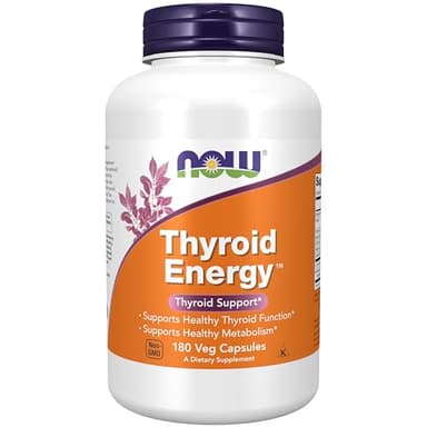 NOW Foods Supplements, Thyroid Energy™, Iodine and Tyrosine plus Selenium, Zinc and Copper, 180 Veg Capsules