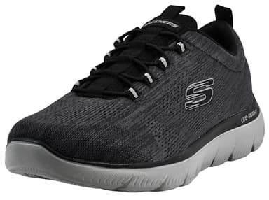 Skechers Men's Summits Louvin Slip-On Sneaker, Black/Charcoal, 10 XW US
