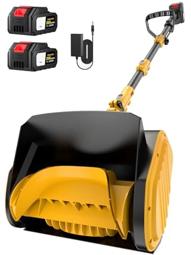 Krmspe Electric Snow Shovel, 21000RPM Cordless Snow Blower, 13" Snow Blower with 2 Powered 24V Batteries, Lightweight for Easy Snow Removal on Steps,Patio,Driveway,Home,Yellow