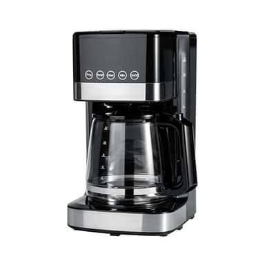 Amazon Basics Programmable 12 Cup Drip Coffee Maker with Glass Coffee Pot (1.9 Qt), Auto Shut-off, Touch Screen, Auto Pause, Removable Filter Basket, Black & Silver