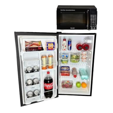 MicroChill USB 3.3 Combo Refrigerator and Microwave Package, 3.3 cu. ft Frdge, 0.7 cu. ft. USB Microwave, 44.38" H x 18.6" W x 17.6" D (Black)