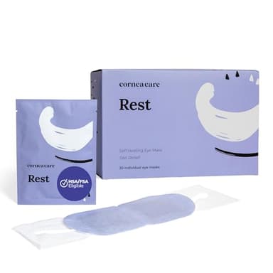 CorneaCare Rest: Self Heating Warm Compress for Dry Eyes | Heated Eye Mask for Fast Relief | Steam Mask for Stye Care | No Microwave or Washcloth Needed | Travel Ready Warm Compress | 30 Count