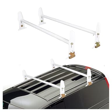 KUAFU Van Roof Ladder Rack Adjustable Roof Rack 47''-77'' Compatible with Chevy Dodge Ford GMC Express 500 LBS