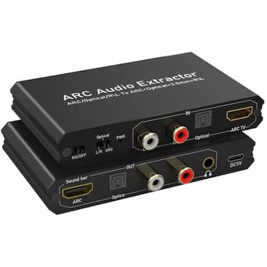 Tendak 192KHz ARC Audio Extractor, Digital Audio Extractor Converter, HDMI ARC + Optical + RCA L/R to HDMI + Optical + RCA L/R + 3.5mm Stereo for HDTV Soundbar Amplifier Speaker Headphones