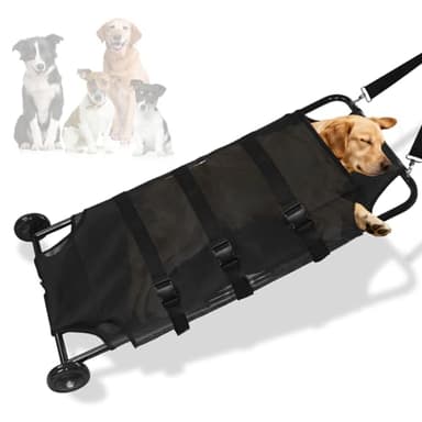 Zwinz Heavy Duty 264LBS Large Dog Stretcher, 45x22 Foldable Pet Transport Stretcher with Noiseless Wheels, Veterinary Rescue for Injured & Senior Dogs