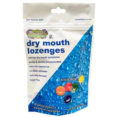 Cotton Mouth Lozenges Dry Mouth Relief Fruit Mix 3.3oz Bag (1 Bag) | Relieves Dry Mouth & Increases Saliva Production, Sugar Free, Gluten Free, Delicious Fruit Flavor, Individually Wrapped, 30 Ct