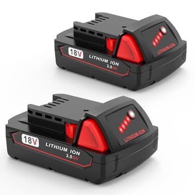 rebicacate 2-Pack 3.0Ah Lithium Battery Replacement for Milwaukee M18 Battery 48-11-1830 48-11-1850 48-11-1852, Compatible with Milwaukee 18V Battery Cordless Power Tools and Charger