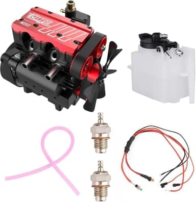 Model Engine Kit for Adults - L2 Mini Engine Build Kit That Runs on Gas, Twin Cylinder 4 Stroke Nitro Engine DIY Full Metal Car Engine Model Kit Educational Experiment, TOYAN FS L200AC (KIT)