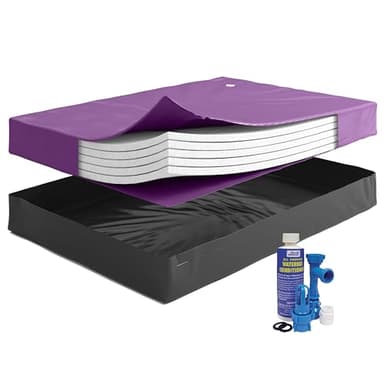 WAVELESS 95%, California King Size, Waterbed Hardside Mattress Bundle, Includes Fill & Drain Kit, 8oz. Water Conditioner and Stand-Up Liner, Heavy Duty Vinyl, 72"W x 84"L x 9"H, Frame NOT Included